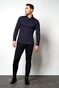 Desoto Subtle Half Circle Waves Fantasy Polo Long Sleeve Navy