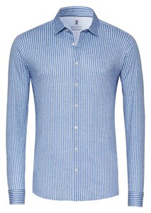 Desoto Twill Stripe Pattern Casual Kent Overhemd Blauw