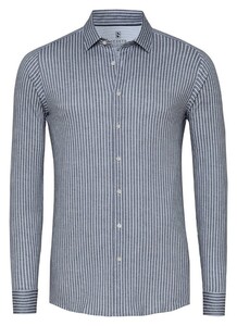 Desoto Twill Stripe Pattern Casual Kent Overhemd Zwart