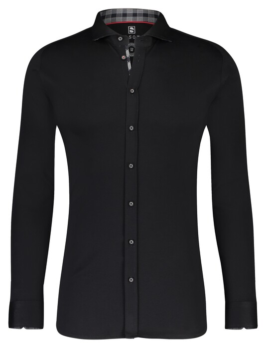 Desoto Uni Fine Collar Contrast Overhemd Zwart