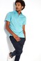 Desoto Uni Fine Contrast Detail Poloshirt Turquoise