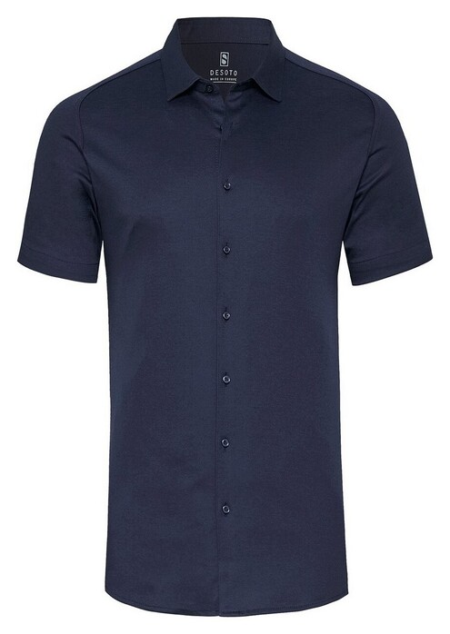 Desoto Uni Short Sleeve Piqué Kent Collar Shirt Navy