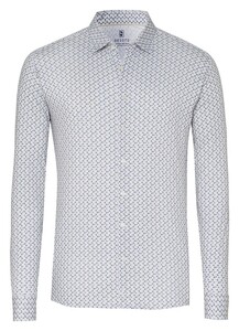 Desoto Zig-Zag Twist Fantasy Overhemd Beige-Blauw