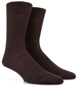 Doré Doré Rib Sock Mixed Wool Socks Dark Brown Melange