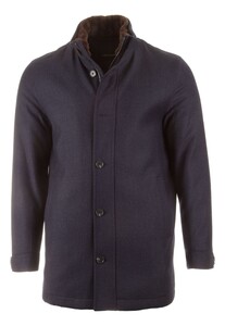 EDUARD DRESSLER Dan Marzotto Scudo Luxury Wool Coat Jack Donker Blauw Melange