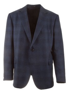 EDUARD DRESSLER Luxury Ton-Sur-Ton Check Colbert Donker Blauw