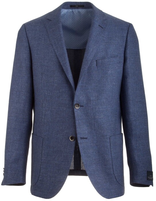 EDUARD DRESSLER Shaped Fit Linen Mix Shirt Jacket Mid Blue