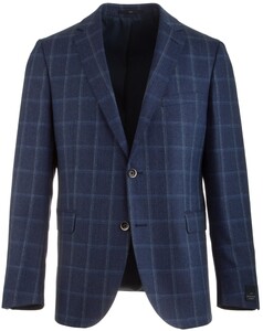 EDUARD DRESSLER Shaped Fit Luxury Silk Check Jacket Mid Blue