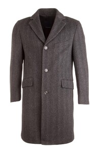 EDUARD DRESSLER Wool Herringbone Coat Coat Anthracite Grey