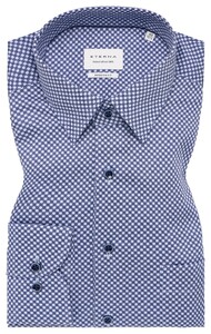Eterna Allover Square Dot Pattern Non-Iron Twill Shirt Blue