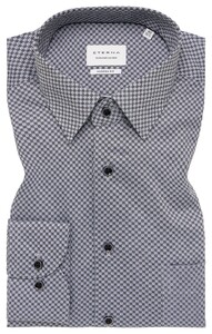Eterna Allover Square Dot Pattern Non-Iron Twill Shirt Grey