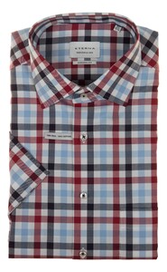 Eterna Cambridge Check Overhemd Blauw-Rood
