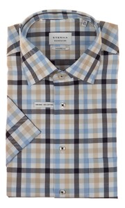 Eterna Cambridge Check Shirt Blauw-Zand