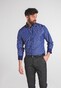 Eterna Check Poplin Cotton Non-Iron Modern Button-Down Overhemd Blauw