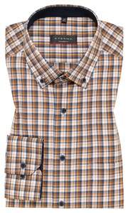 Eterna Check Twill Non-Iron Button-Down Overhemd Oranje