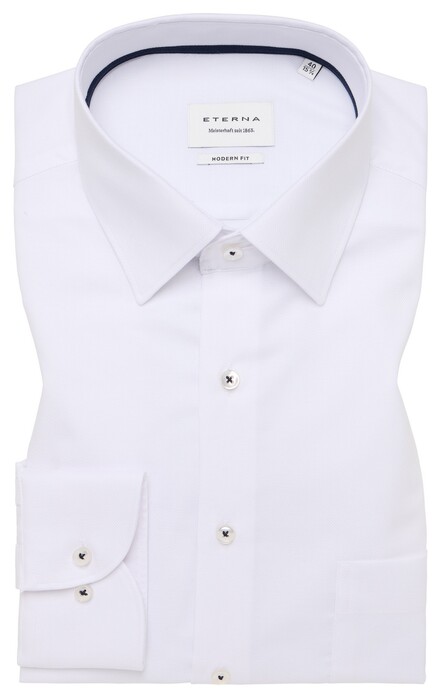 Eterna Cotton Natté Textured Basic Kent Shirt White