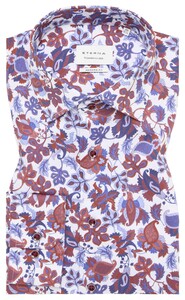 Eterna Cotton Twill Non-Iron Fantasy Floral Kent Collar Overhemd Rood-Blauw