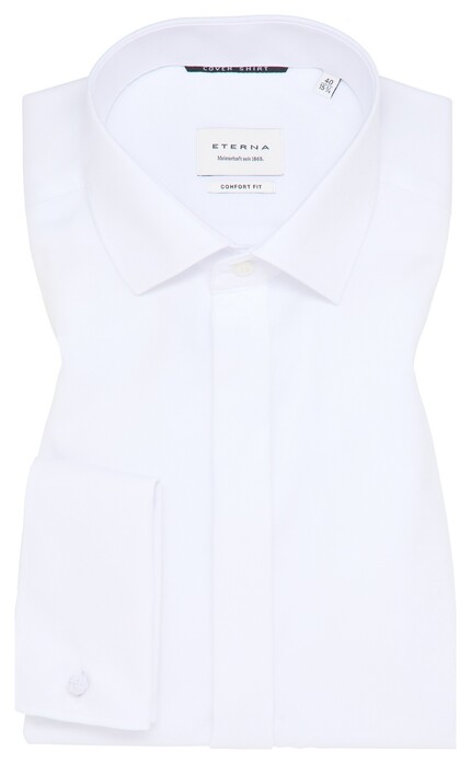 Eterna Cover Shirt French Cuffs Twill Cotton Non-Iron White