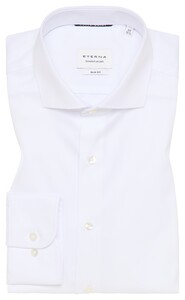 Eterna Cover Shirt Half-Ply Cotton Twill Longer Sleeve White