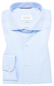 Eterna Cover Shirt Half-Ply Cotton Twill Non-Iron Shark Collar Light Blue