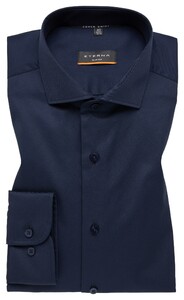 Eterna Cover Shirt Half-Ply Cotton Twill Non-Iron Shark Collar Navy