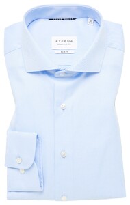 Eterna Cover Shirt Half-Ply Cotton Twill Non-Iron Shark Collar Overhemd Licht Blauw