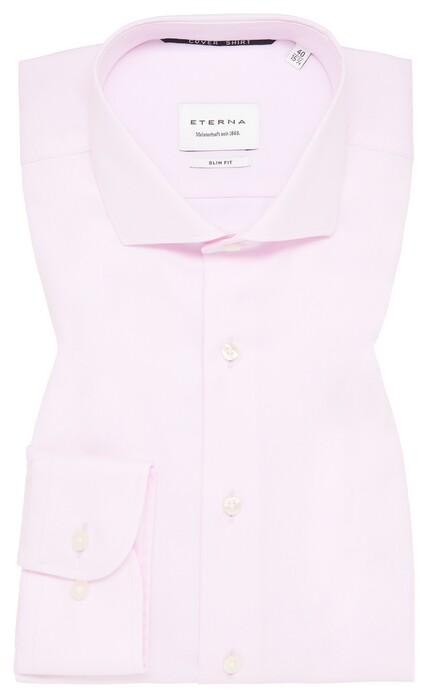 Eterna Cover Shirt Half-Ply Cotton Twill Non-Iron Shark Collar Overhemd Rosa