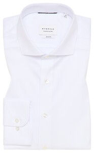 Eterna Cover Shirt Half-Ply Cotton Twill Non-Iron Shark Collar Overhemd Wit
