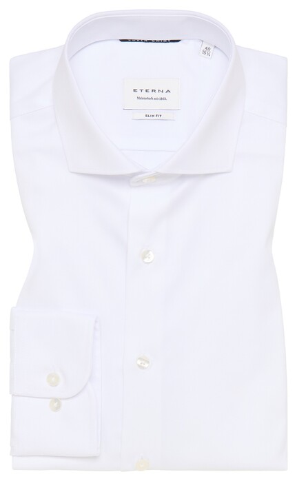 Eterna Cover Shirt Half-Ply Cotton Twill Non-Iron Shark Collar White