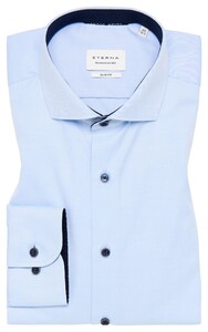 Eterna Cover Shirt Half-Ply Twill Cotton Non-Iron Light Blue