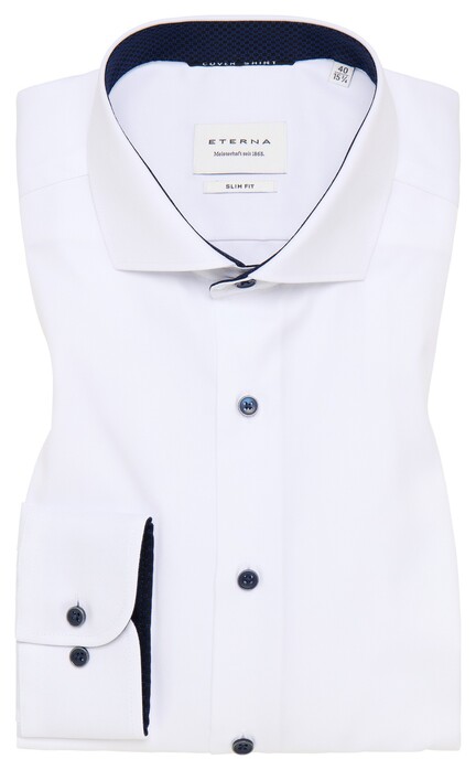 Eterna Cover Shirt Half-Ply Twill Cotton Non-Iron White