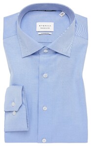 Eterna Cover Shirt Non-Iron Cotton Twill Plain Color Classic Kent Overhemd Blauw