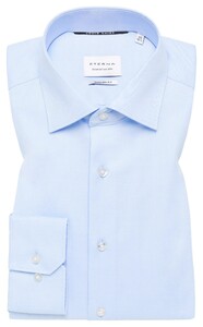 Eterna Cover Shirt Non-Iron Cotton Twill Plain Color Classic Kent Overhemd Licht Blauw