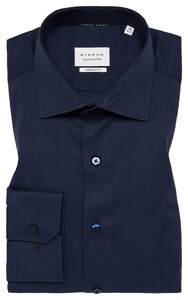 Eterna Cover Shirt Non-Iron Cotton Twill Plain Color Classic Kent Overhemd Navy