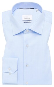 Eterna Cover Shirt Plain Color Cotton Non-Iron Twill Longer Sleeve Light Blue