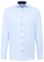 Eterna Cover Shirt Twill Cotton Non-Iron Contrast Details Light Blue