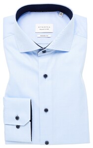 Eterna Cover Shirt Twill Cotton Non-Iron Contrast Details Light Blue