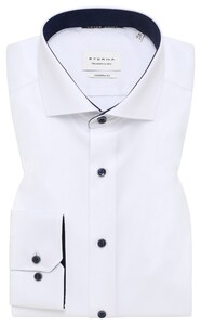 Eterna Cover Shirt Twill Cotton Non-Iron Contrast Details Overhemd Wit