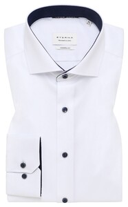 Eterna Cover Shirt Twill Cotton Non-Iron Contrast Details White