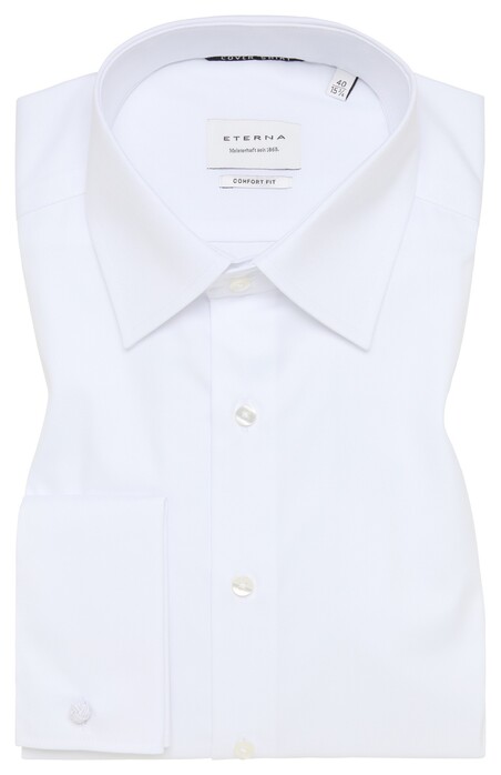 Eterna Cover Shirt Twill Cotton Non-Iron French Cuffs White