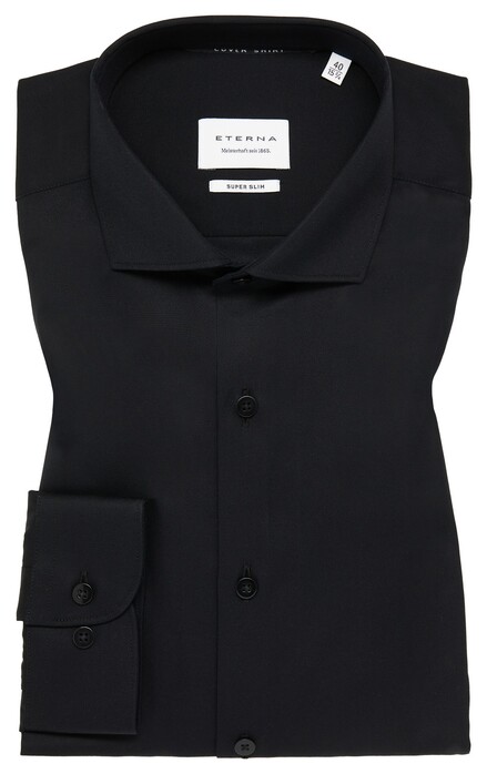 Eterna Cover Shirt Twill Cotton Non-Iron Super Slim Black