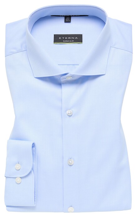 Eterna Cover Shirt Twill Cotton Non-Iron Super Slim Light Blue