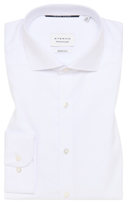 Eterna Cover Shirt Twill Cotton Non-Iron Super Slim White