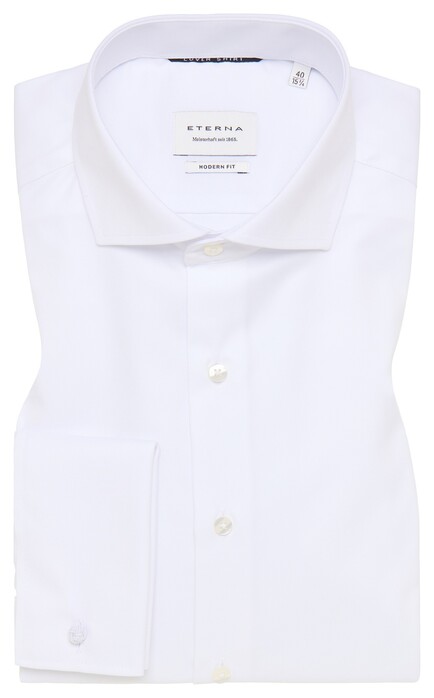 Eterna Cover Shirt Twill French Cuffs Shark Collar White