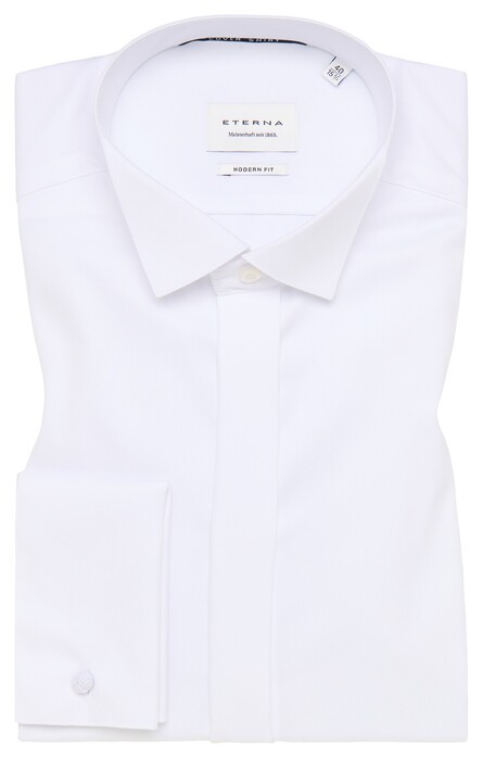 Eterna Cover Shirt Twill French Cuffs Wing Collar White