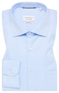 Eterna Cover Shirt Twill Half-Ply Cotton Non-Iron Classic Kent Overhemd Licht Blauw