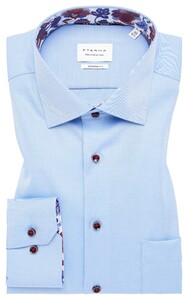 Eterna Cover Shirt Twill Half-Ply Cotton Non-Iron Kent Collar Blue