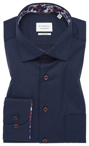 Eterna Cover Shirt Twill Half-Ply Cotton Non-Iron Kent Collar Navy