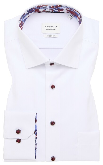 Eterna Cover Shirt Twill Half-Ply Cotton Non-Iron Kent Collar White