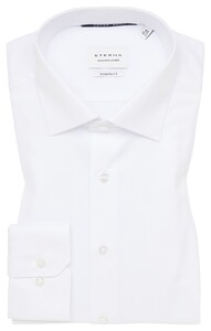 Eterna Cover Shirt Twill Half-Ply Cotton Shorter Long Sleeve White